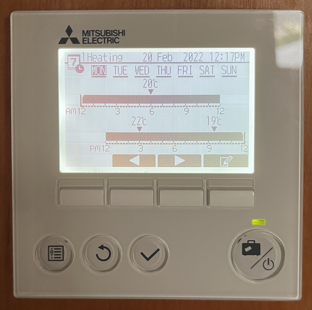 Ecodan schedule settings